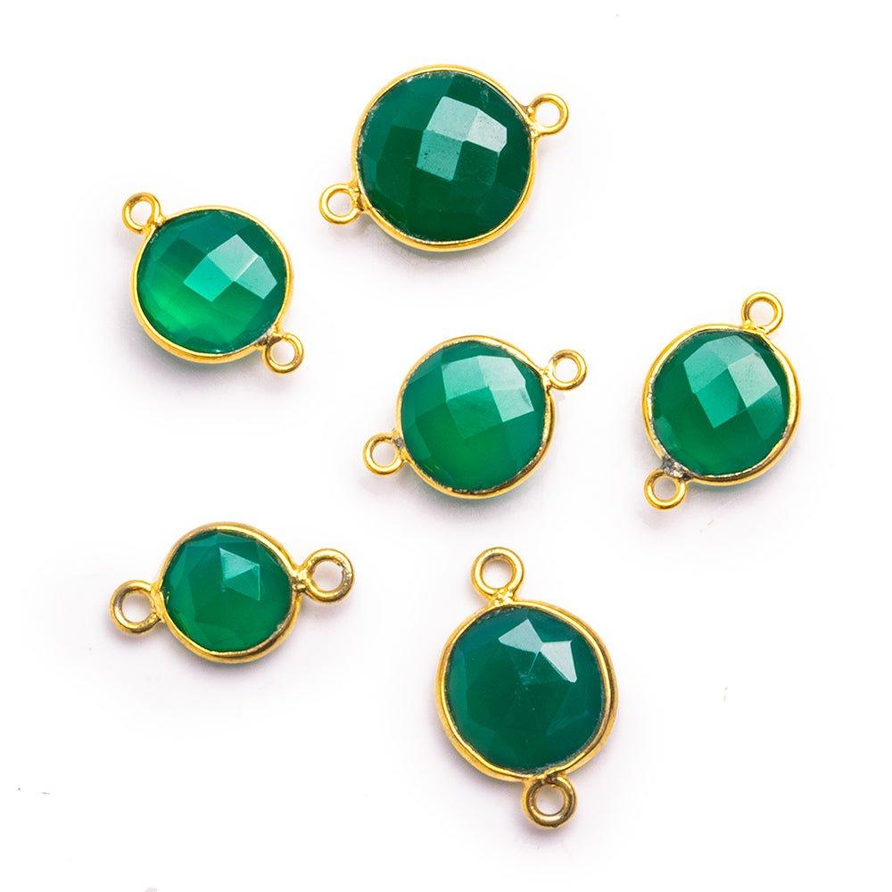 Vermeil Bezeled Green Onyx Faceted Coin Connector 1 Piece - The Bead Traders