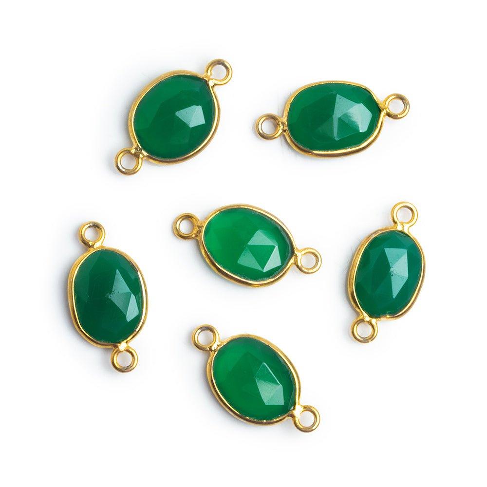 Vermeil Bezeled Green Onyx Faceted Oval Connector 1 Piece - The Bead Traders