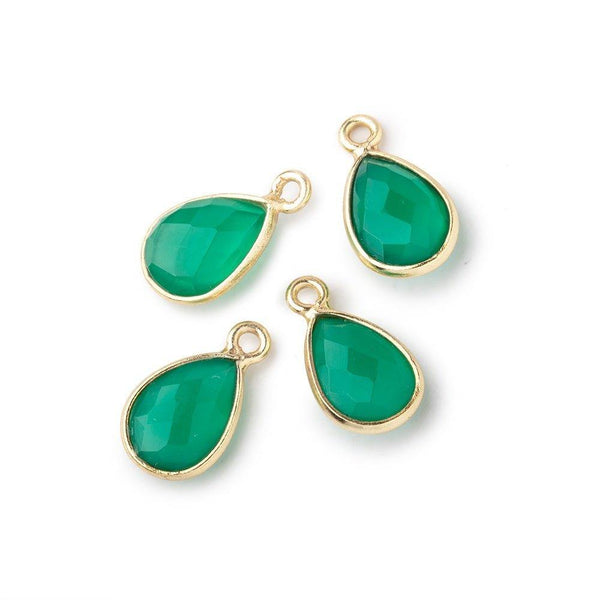 Vermeil Bezeled Green Onyx Pear Pendants Set of 4