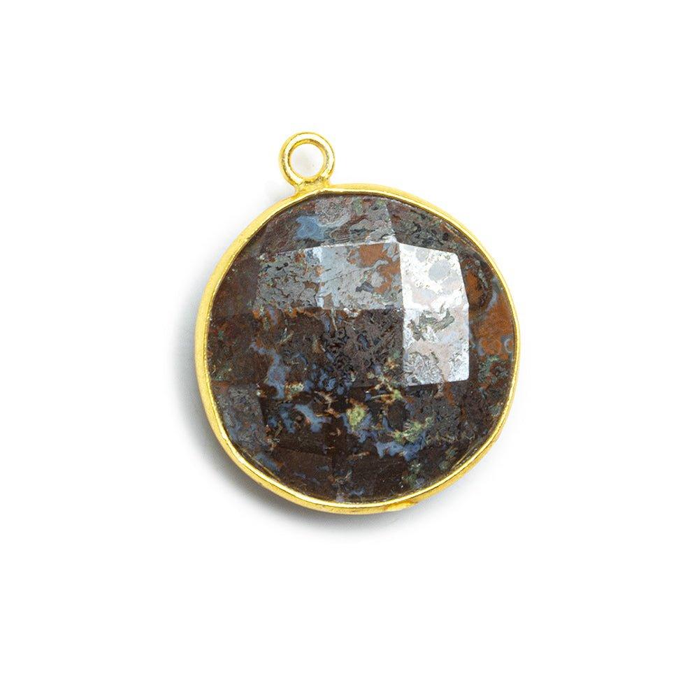Vermeil Bezeled Jasper Faceted Coin Pendant 1 Piece - The Bead Traders