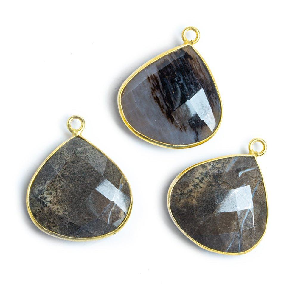 Vermeil Bezeled Jasper Faceted Heart Pendant 1 Piece - The Bead Traders