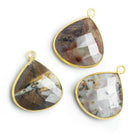 Vermeil Bezeled Jasper Faceted Heart Pendant 1 Piece - The Bead Traders