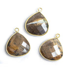 Vermeil Bezeled Jasper Faceted Heart Pendant 1 Piece - The Bead Traders