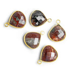 Vermeil Bezeled Jasper Faceted Heart Pendant 1 Piece - The Bead Traders