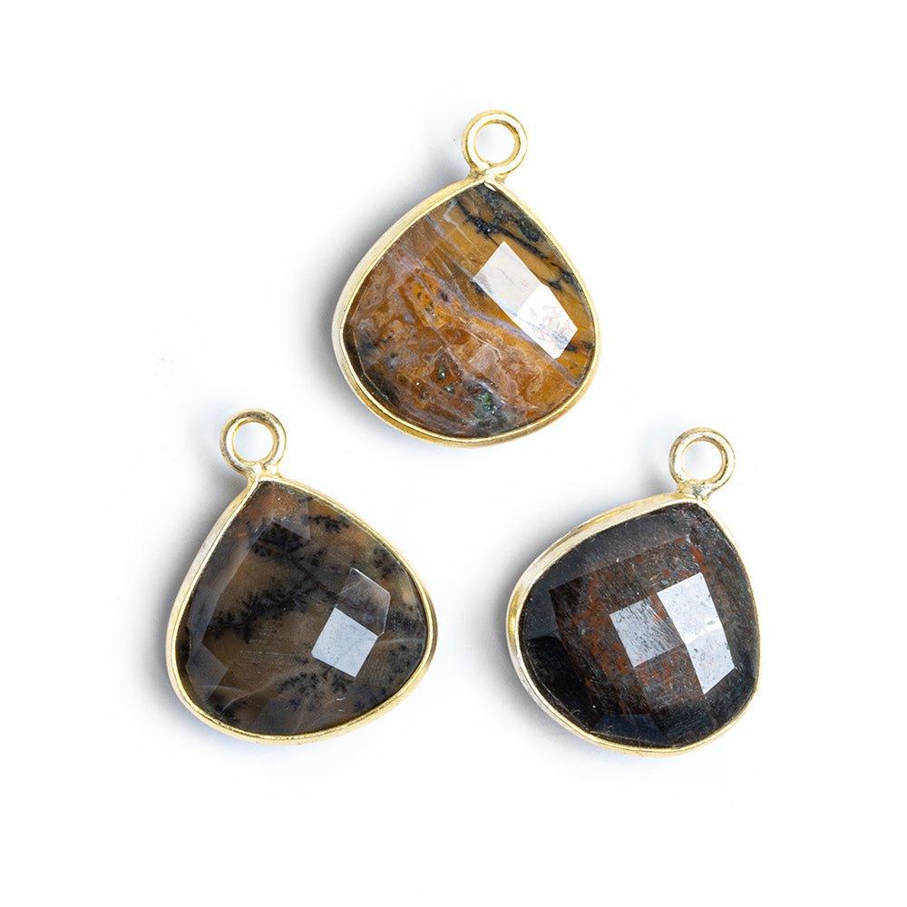 Vermeil Bezeled Jasper Faceted Heart Pendant 1 Piece - The Bead Traders