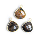 Vermeil Bezeled Jasper Faceted Heart Pendant 1 Piece - The Bead Traders