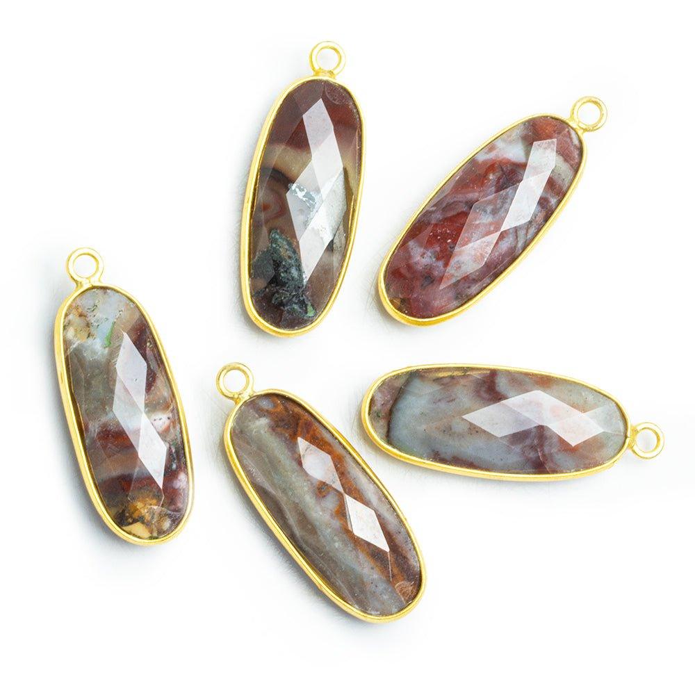 Vermeil Bezeled Jasper Faceted Oval Pendant 1 Piece - The Bead Traders