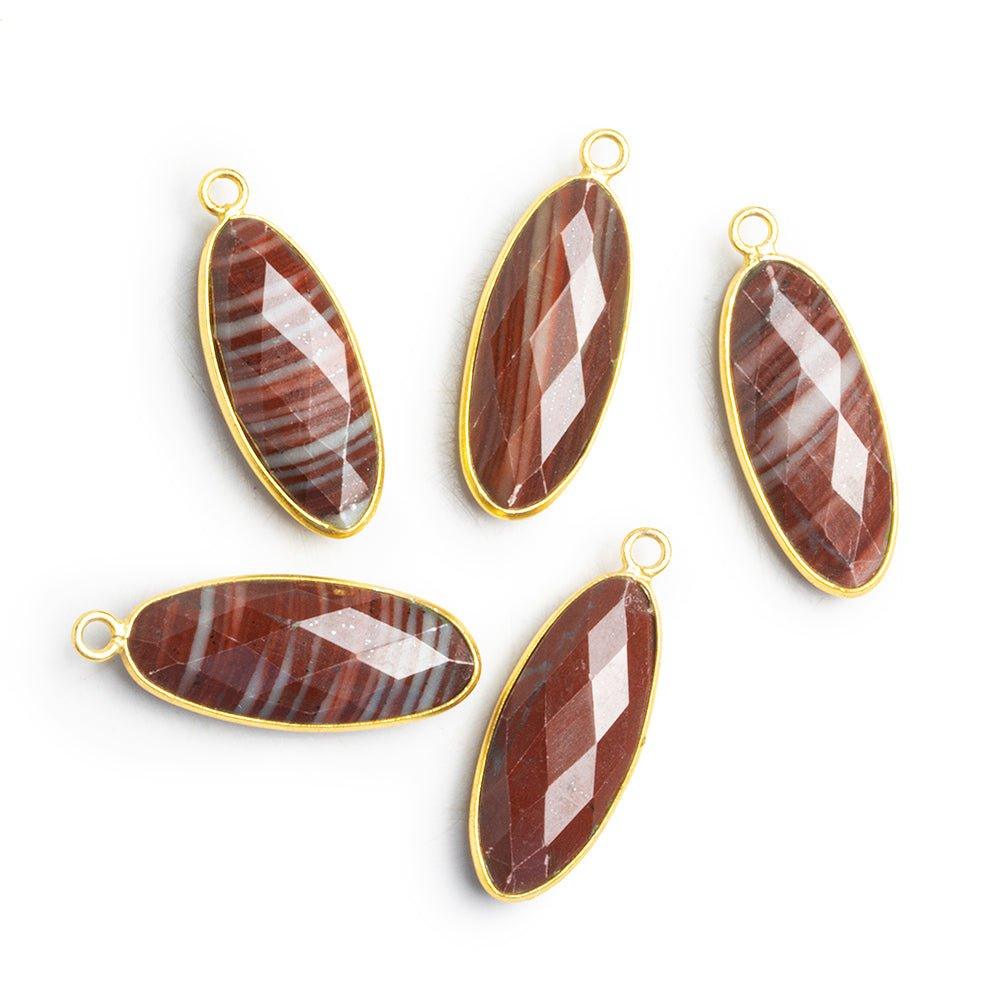 Vermeil Bezeled Jasper Faceted Oval Pendant 1 Piece - The Bead Traders