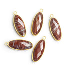 Vermeil Bezeled Jasper Faceted Oval Pendant 1 Piece - The Bead Traders