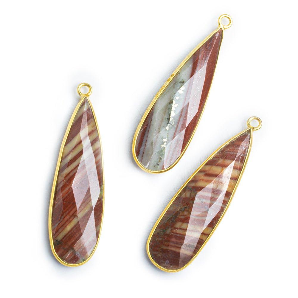 Vermeil Bezeled Jasper Faceted Pear Pendant 1 Piece - The Bead Traders