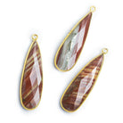 Vermeil Bezeled Jasper Faceted Pear Pendant 1 Piece - The Bead Traders