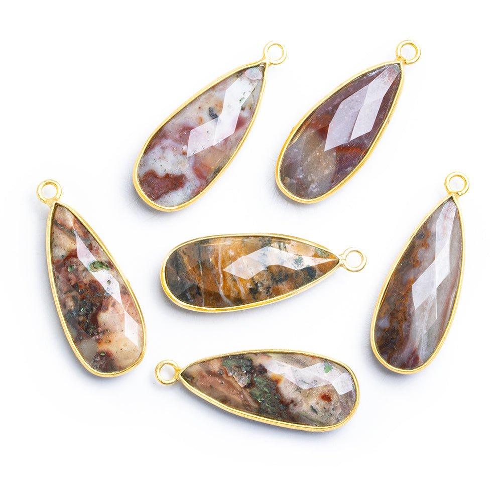 Vermeil Bezeled Jasper Faceted Pear Pendant 1 Piece - The Bead Traders