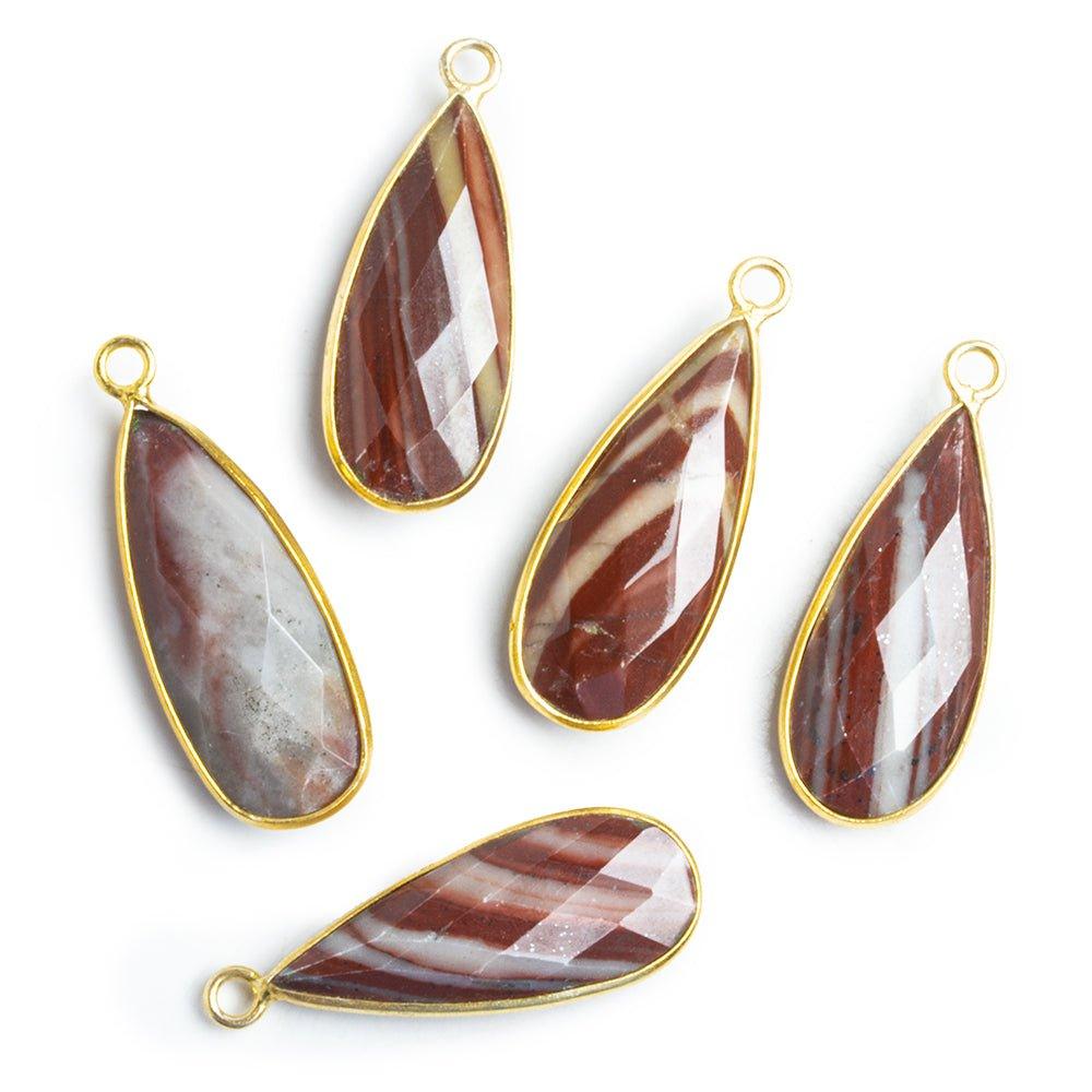 Vermeil Bezeled Jasper Faceted Pear Pendant 1 Piece - The Bead Traders