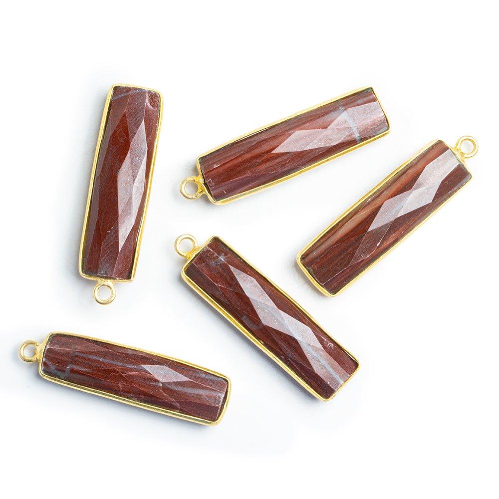 Vermeil Bezeled Jasper Faceted Rectangle Pendant 1 Piece - The Bead Traders