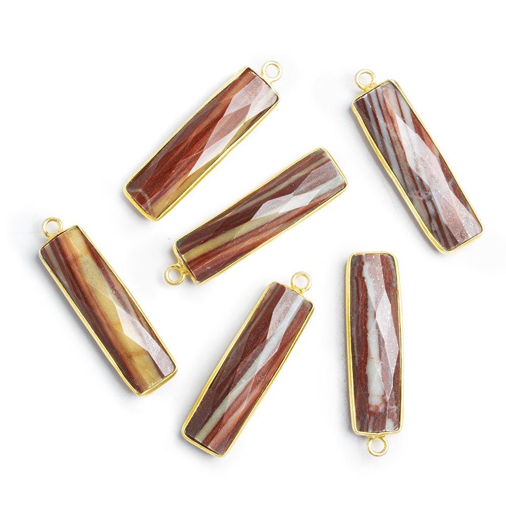 Vermeil Bezeled Jasper Faceted Rectangle Pendant 1 Piece - The Bead Traders