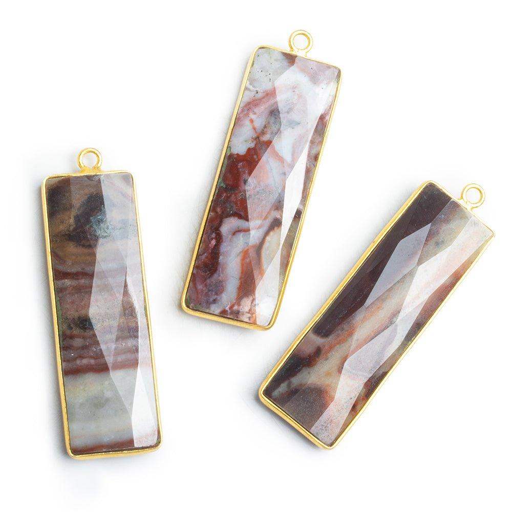 Vermeil Bezeled Jasper Faceted Rectangle Pendant 1 Piece - The Bead Traders