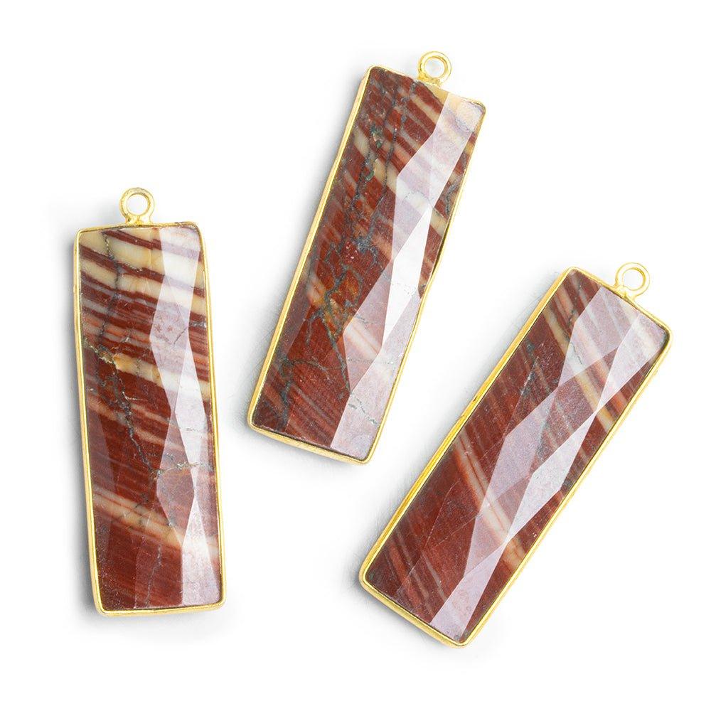 Vermeil Bezeled Jasper Faceted Rectangle Pendant 1 Piece - The Bead Traders