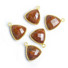Vermeil Bezeled Jasper Faceted Triangle Pendant 1 Piece - The Bead Traders