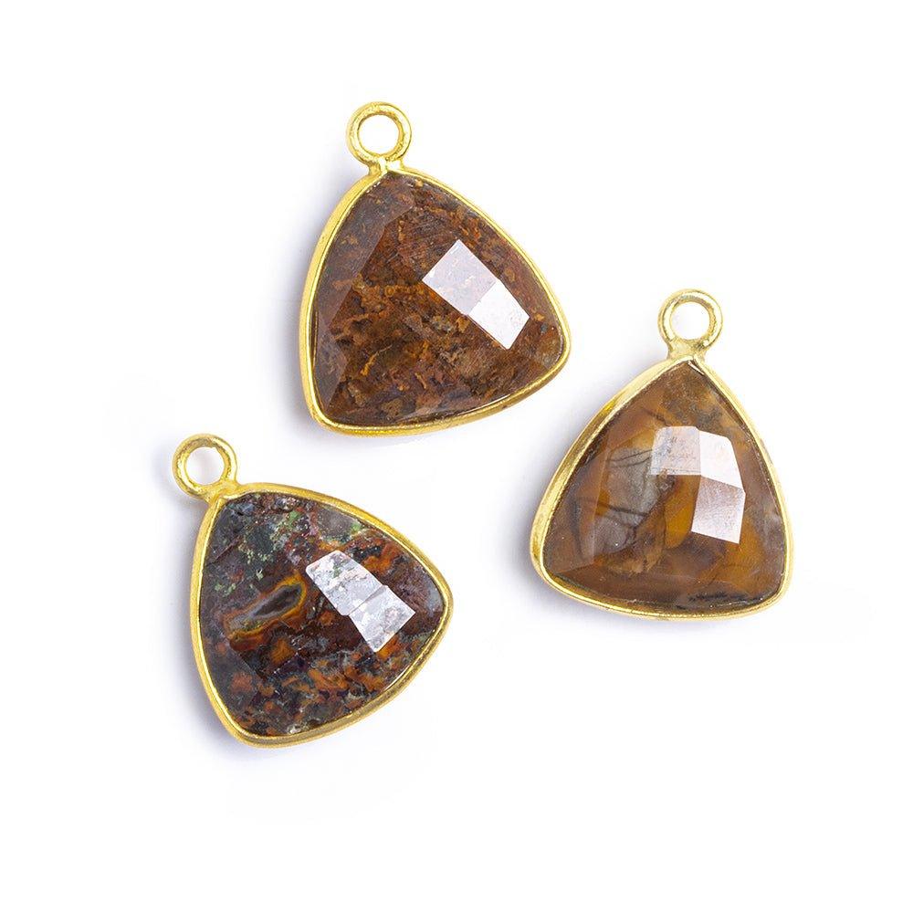 Vermeil Bezeled Jasper Faceted Triangle Pendant 1 Piece - The Bead Traders