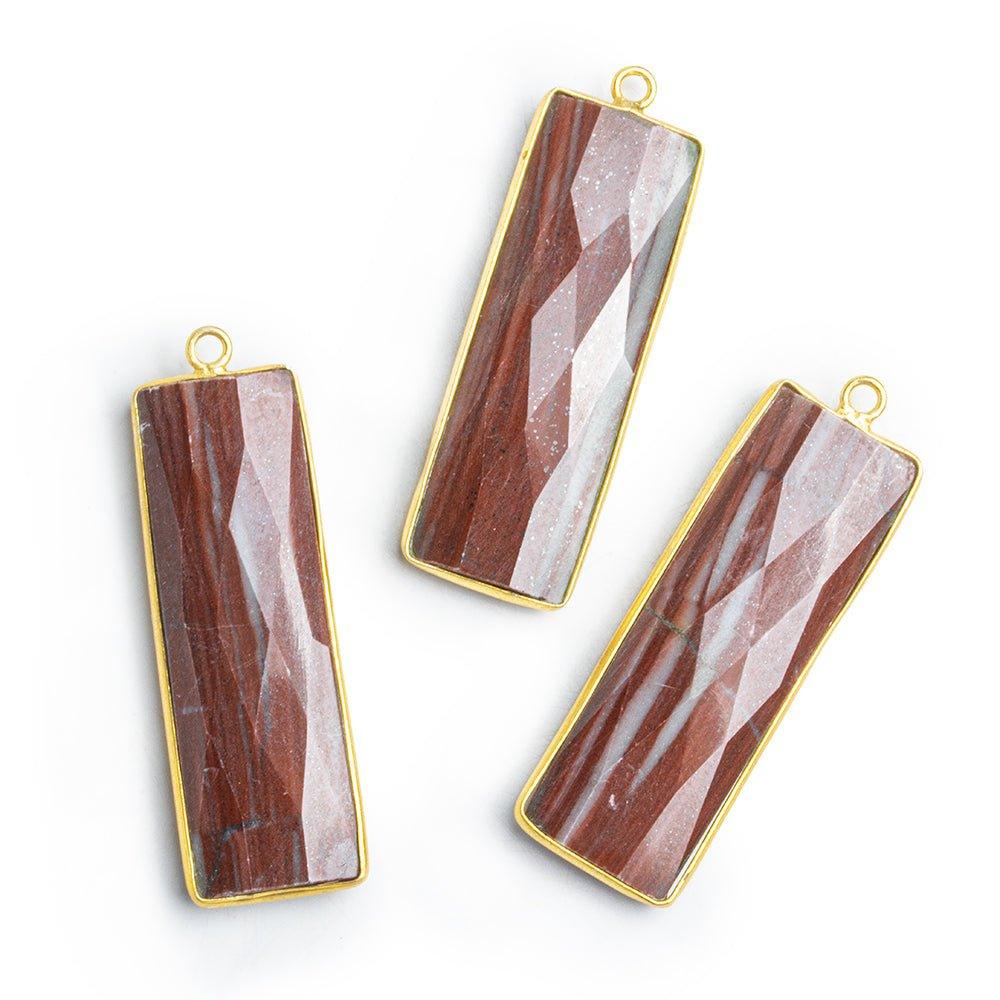 Vermeil Bezeled Jasper Rectangle Pendant 1 Piece - The Bead Traders