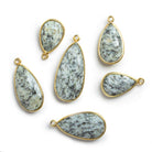 Vermeil Bezeled K2 Azurite Granite Pendant 1 Piece - The Bead Traders