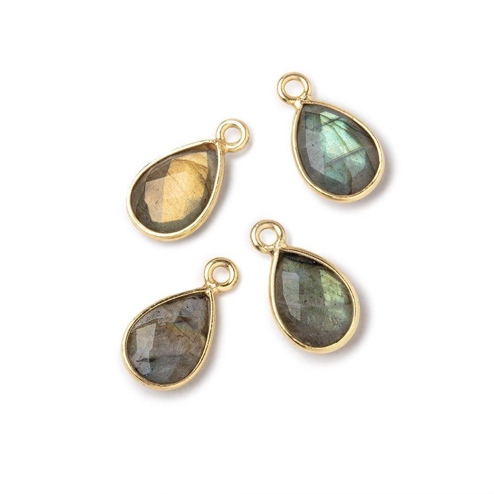Vermeil Bezeled Labradorite Faceted Pear Pendants Set of 4 - The Bead Traders
