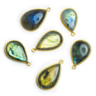 Vermeil Bezeled Labradorite Pear Cabochon Pendant 1 Piece - The Bead Traders