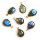 Vermeil Bezeled Labradorite Pear Cabochon Pendant 1 Piece - The Bead Traders