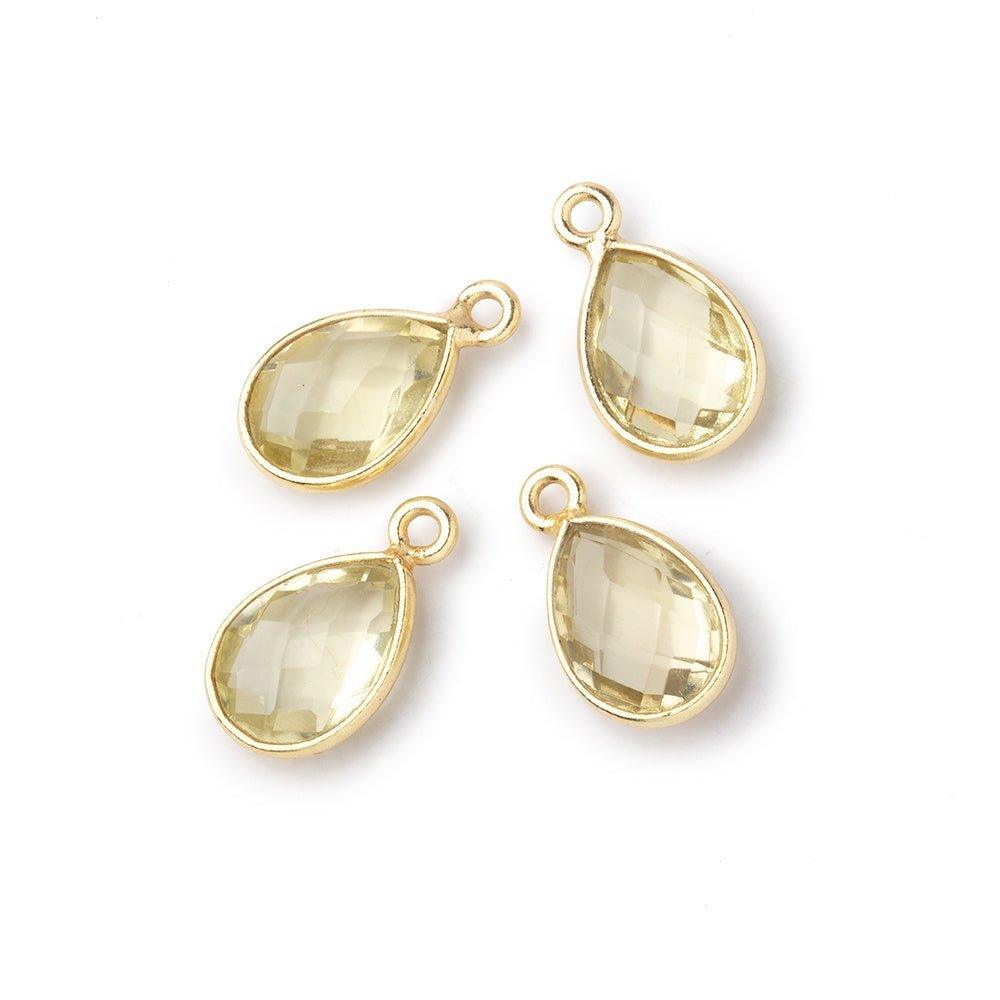 Vermeil Bezeled Lemon Quartz Pear Pendants Set of 4 - The Bead Traders