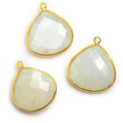 Vermeil Bezeled Moonstone Faceted Heart Pendant 1 Piece - The Bead Traders