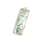 Vermeil Bezeled Moss Agate Bar Pendant 1 Piece - The Bead Traders