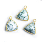 Vermeil Bezeled Moss Agate Faceted Triangle Pendant 1 Piece - The Bead Traders
