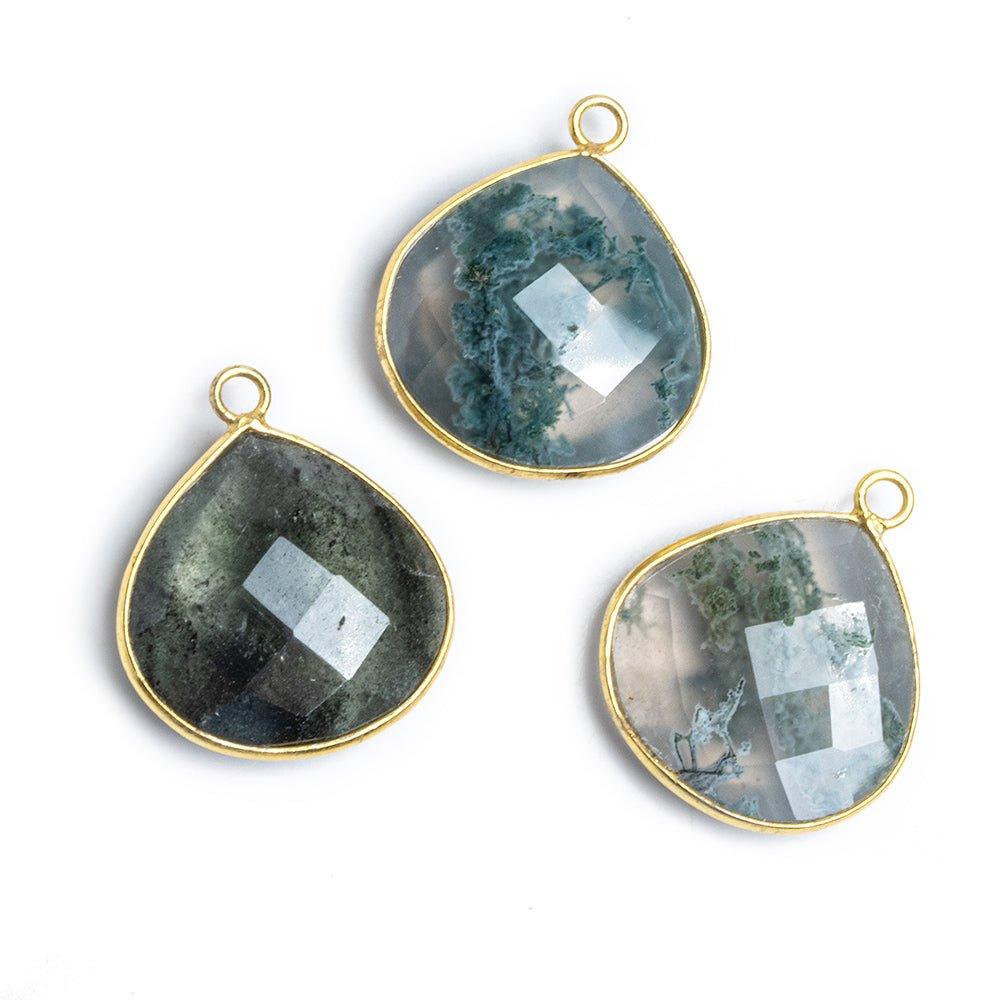 Vermeil Bezeled Peacock Solar Quartz Faceted Heart Pendant 1 Piece - The Bead Traders