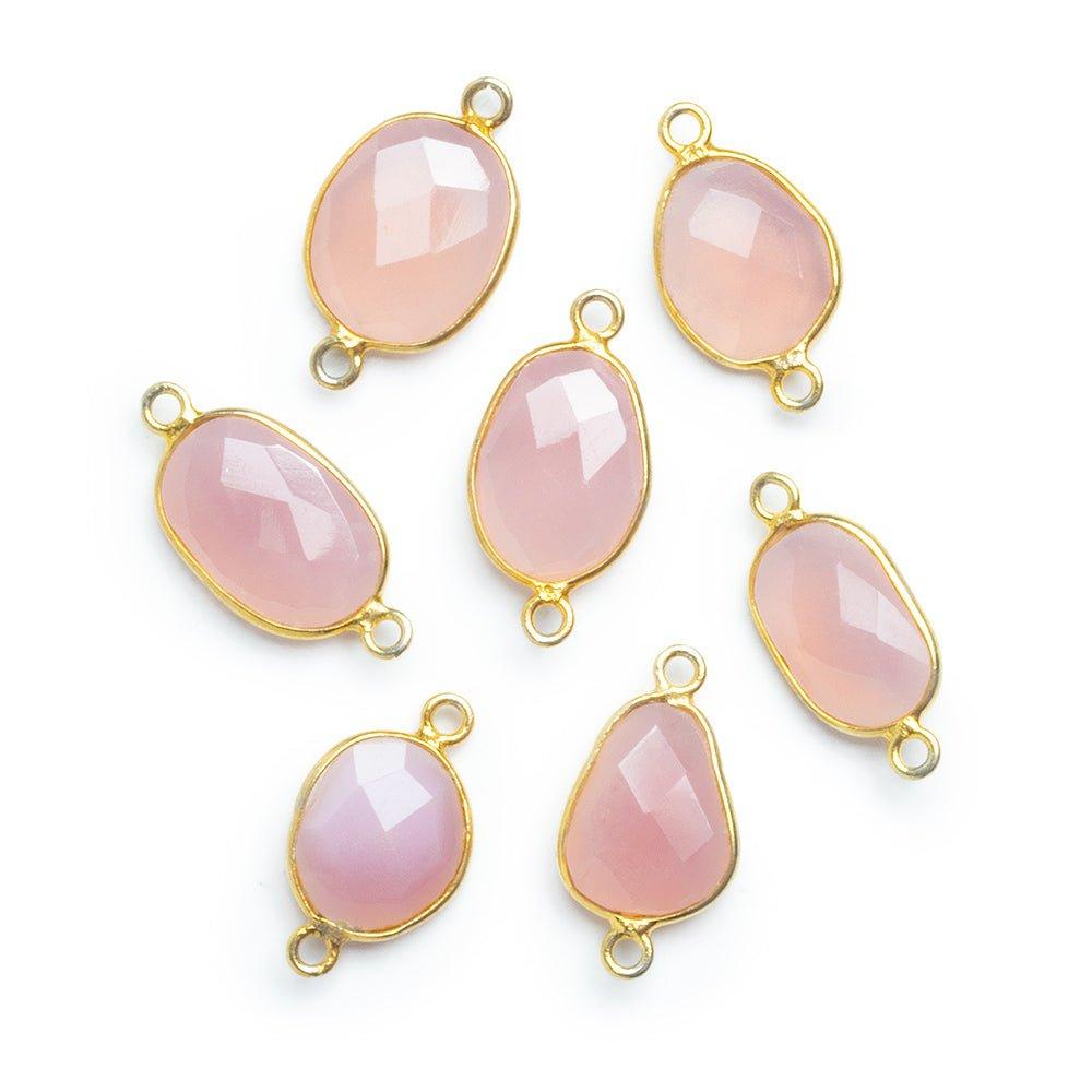 Vermeil Bezeled Pink Chalcedony free shape Connector 1 Piece - The Bead Traders
