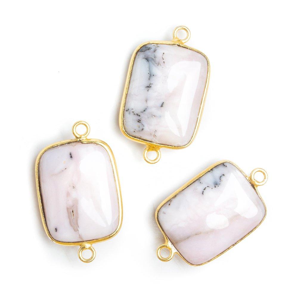 Vermeil Bezeled Pink Peruvian Opal Connector 1 Piece - The Bead Traders