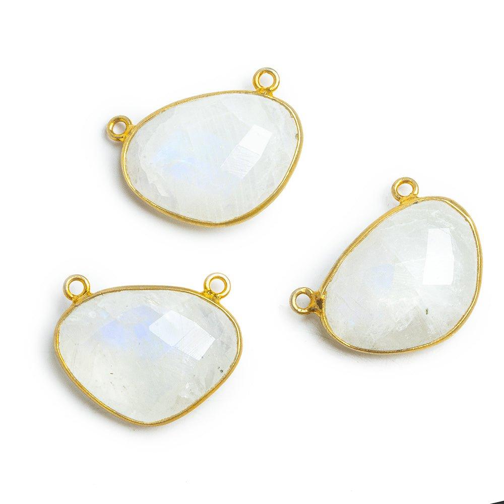 Vermeil Bezeled Rainbow Moonstone Connector 1 Piece - The Bead Traders