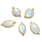Vermeil Bezeled Rainbow Moonstone Connectors - Lot of 5 - The Bead Traders