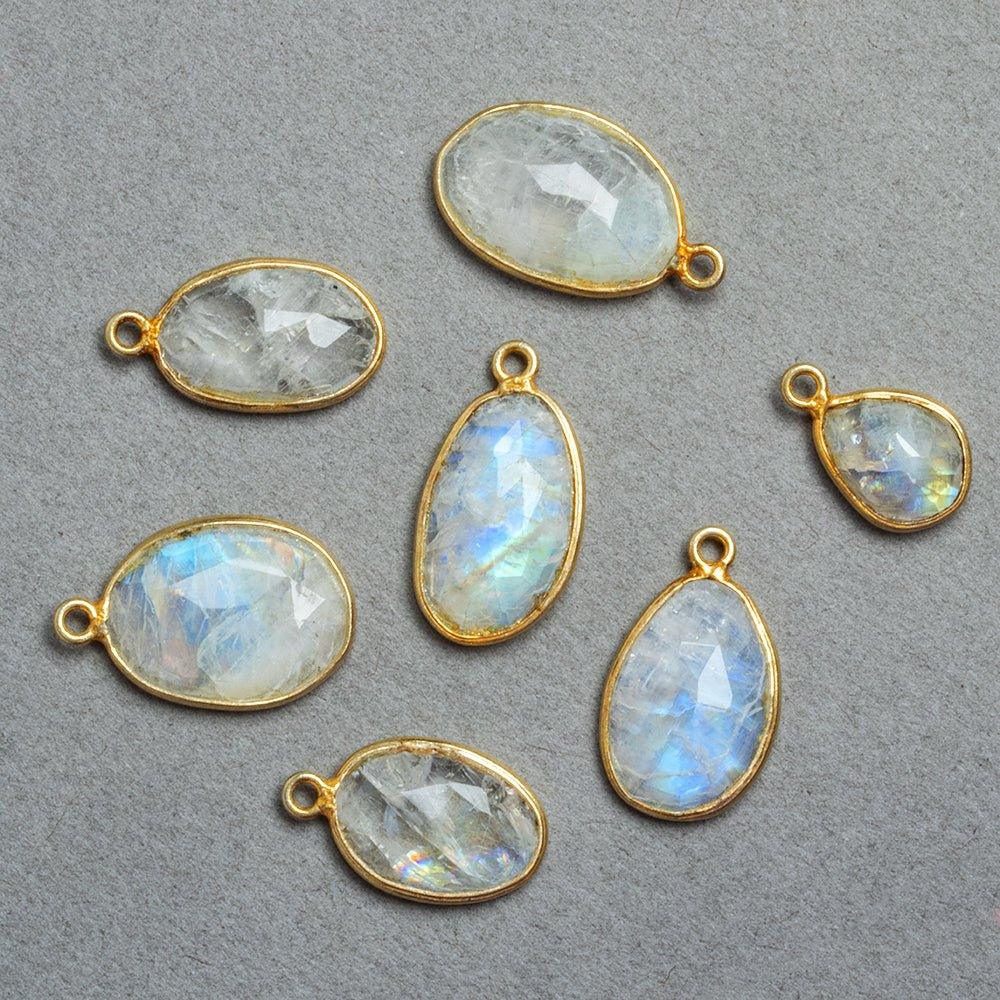 Vermeil Bezeled Rainbow Moonstone Pendant 1 piece - The Bead Traders