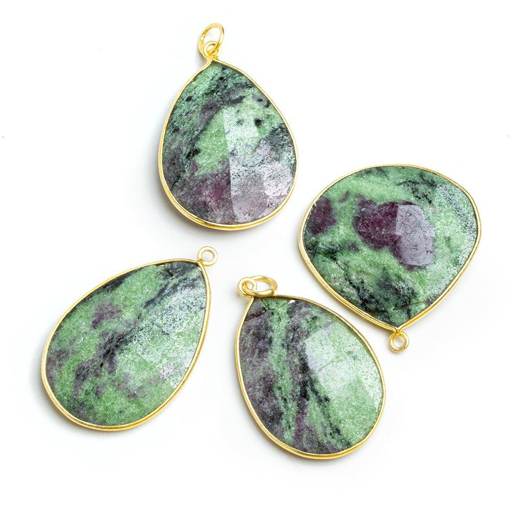 Vermeil Bezeled Ruby in Zoisite Pendants - Lot of 4 - The Bead Traders