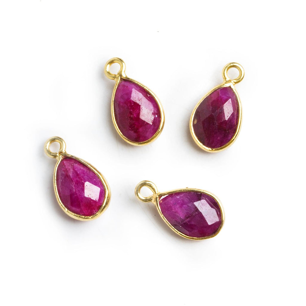 Vermeil Bezeled Ruby Pear Pendants Set of 4 - The Bead Traders