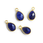 Vermeil Bezeled Sapphire Pear Pendants Set of 4 - The Bead Traders