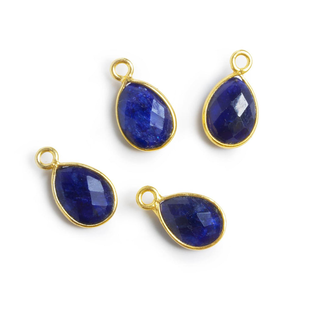 Vermeil Bezeled Sapphire Pear Pendants Set of 4 - The Bead Traders