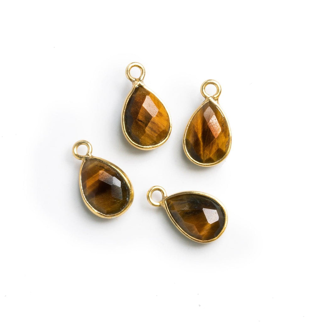 Vermeil Bezeled Tiger's Eye Pear Pendants Set of 4 - The Bead Traders