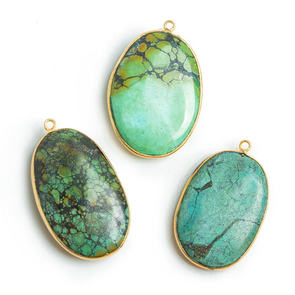 Vermeil Bezeled Turquoise Oval Pendant 1 Piece - The Bead Traders