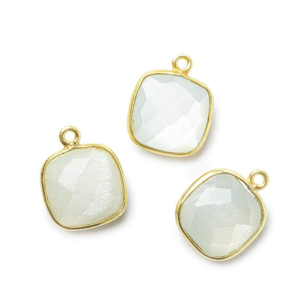 Vermeil Bezeled White Moonstone faceted pillow Pendant 1 piece - The Bead Traders