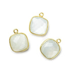 Vermeil Bezeled White Moonstone faceted pillow Pendant 1 piece - The Bead Traders
