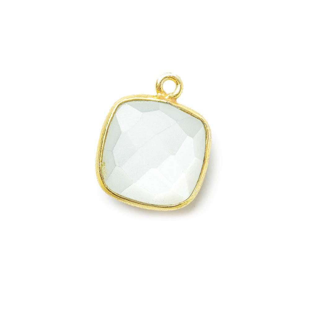Vermeil Bezeled White Moonstone faceted pillow Pendant 1 piece - The Bead Traders