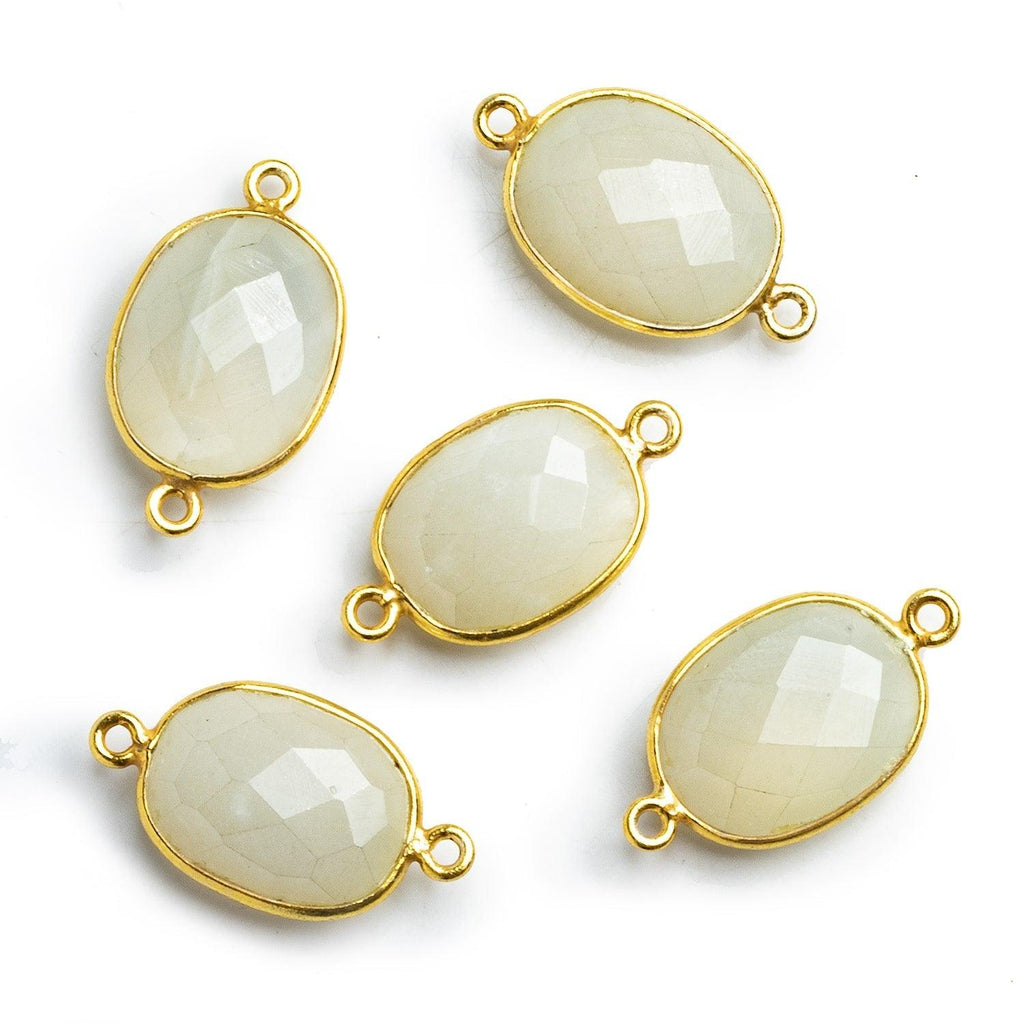Vermeil Bezeled White Moonstone Oval Connector 1 piece - The Bead Traders