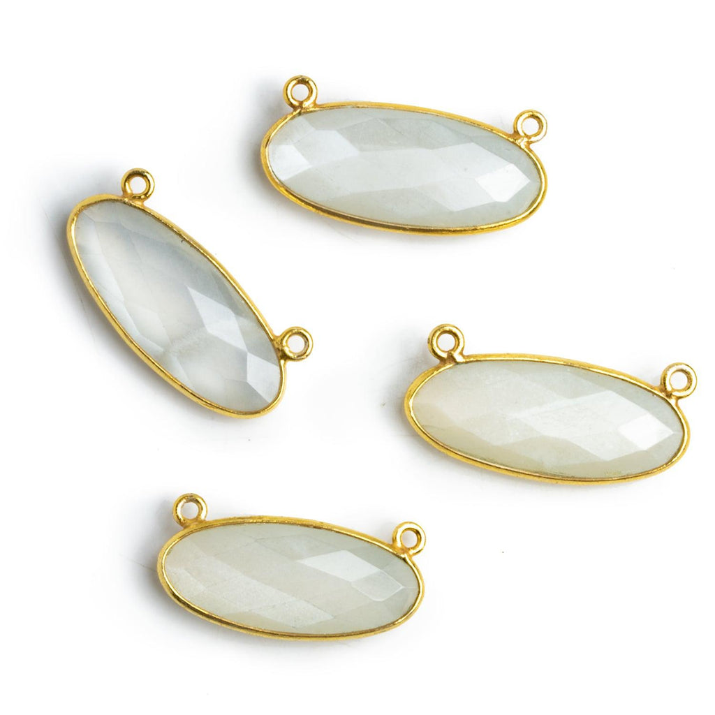 Vermeil Bezeled White Moonstone Oval Pendant 1 piece - The Bead Traders
