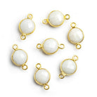 Vermeil Bezeled White Quartz Faceted Coin Connector 1 Piece - The Bead Traders